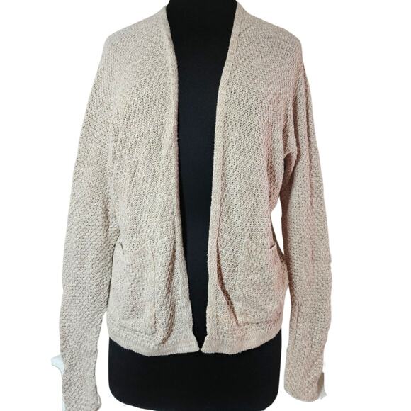 Cream Open Front Cardigan Sweater with Pockets Size Small - Picture 1 of 5